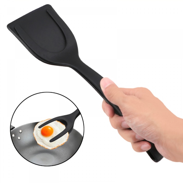 Stekt egg dobbelspatel, non-stick matklemme 2-i-1 silikon eggvender pannekakebrød klemme grillskuffe tang for matgrep