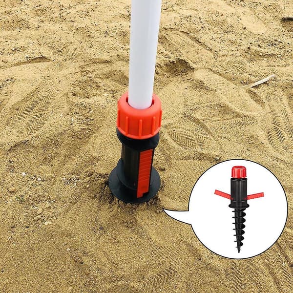 2x Parasol Ground Anchor Beach Umbrella Sand Screw In Holder Spike with Handle