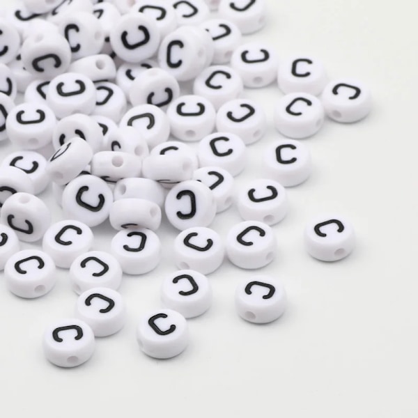 7x4mm Akryl Alfabet Bogstav Perler til DIY Smykkefremstilling 50/100/200 stk. [ZHE] C