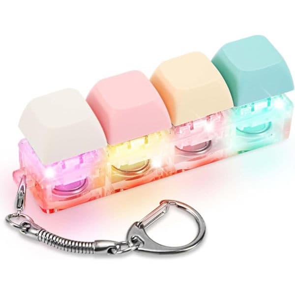 LED-valaistu näppäimistön napsautusavainnippu Keycap Tester aikuisille Näppäimistön napsautus LED-valo avainnippu Lelu Macaron-värit