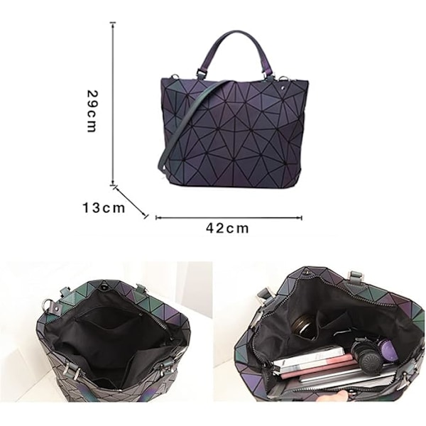 Fashionabla Geometriska Damhandväska Axelväska Självlysande Väska Holografisk Reflekterande Väska