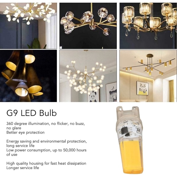 6 stk. 220V 5W G9 LED-pærer Dæmpbar 500LM COB-lampe til hjemmet