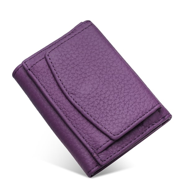 Kvinnors liten plånbok Myntväska i äkta läder Plånbok Mini plånbok Kort stil Lila