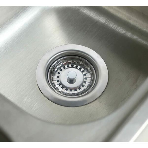 Vasksi, rustfrit stål, uden overløb, kurv ø 110 mm 1½\", rustfrit stål + ABS-afløb + kurv