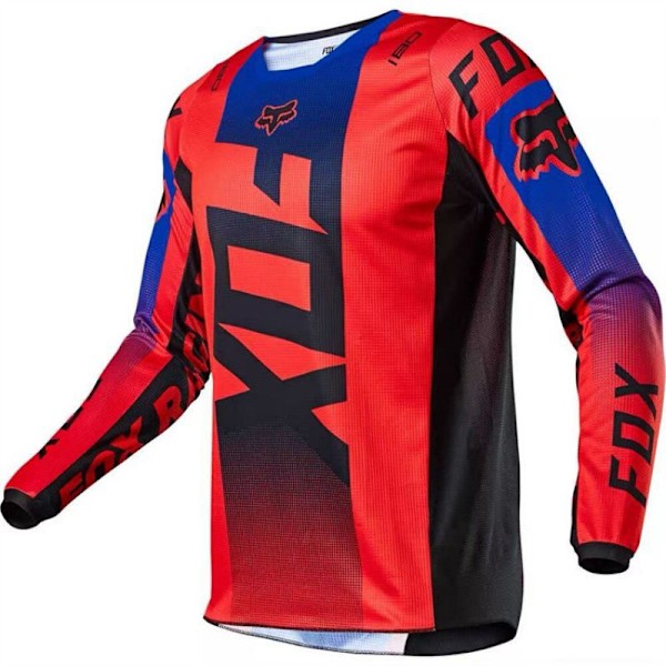 Retro Herr FOX Cykeltrøje Mountainbike MTB Racing T-shirt Længærmet T-shirt Fodboldtrøje A-Rød A-Red 2XL