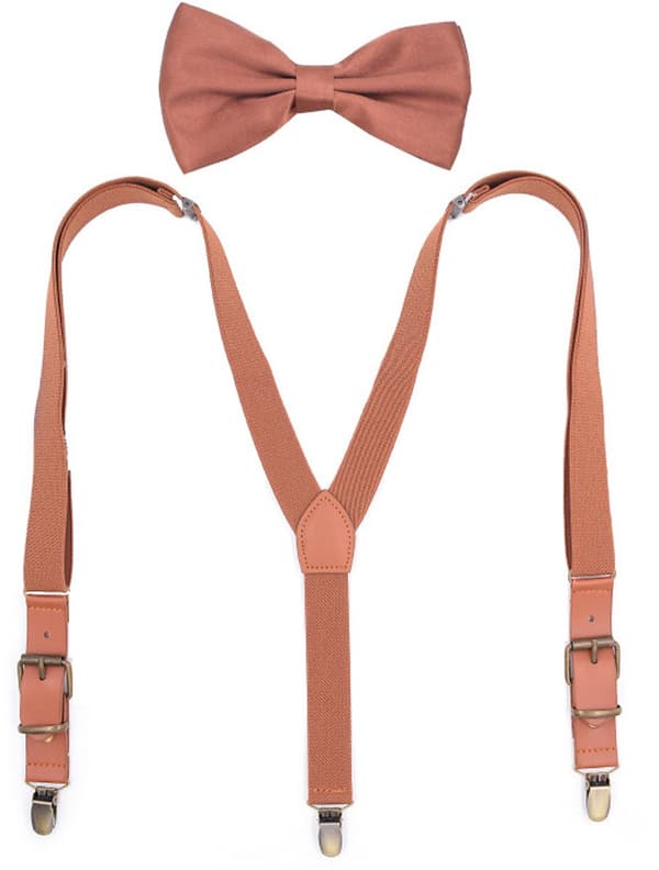 Seler 2.5cm retro Y-form 3 bronze clips, elastisk justerbar 140-190cm brun