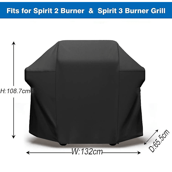 600D Grilltrekk for Weber Spirit Gassgrill 320/210/e210/220/300/e310 Værbestandig Grilltrekk Grilltilbehør, 132x66x109cm