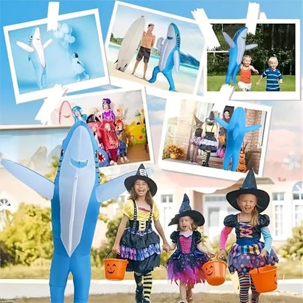Uppblåsbar Hajdräkt för Vuxna - Rolig Utklädningsdräkt för Halloween [ZHE] blue