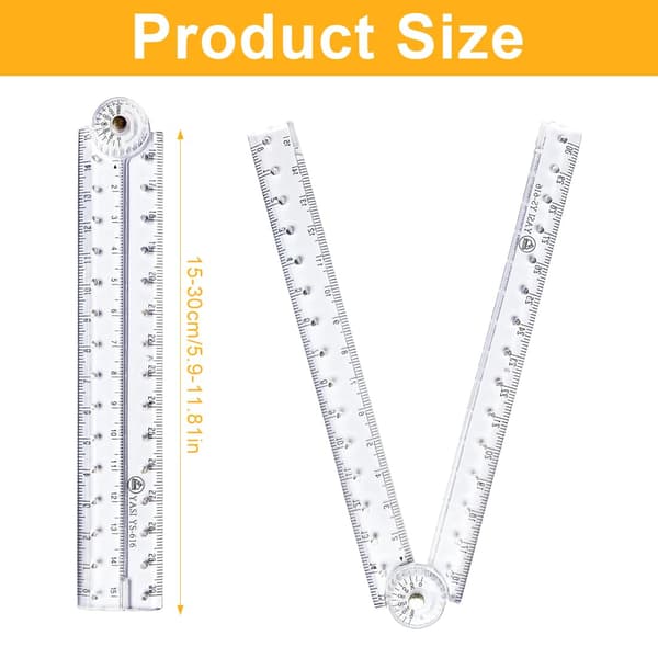 3-pack Foldable Rulers, School Supplies Ruler Foldable Transparent Straight Ruler Bendable Geometric Ruler Flexible Plastic Ruler For School Children