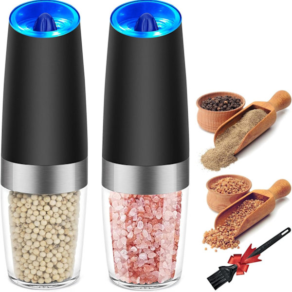 2 ST Gravity Pepper Mill Elektrisk salt- og pepparkvern Kryddkvarn CDQ-WELLNGS