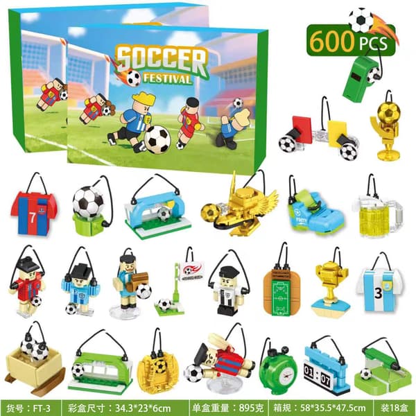 Fodbold VM Byggeklods Julekalender – 24-dages Juleoverraskelse Blind Box Style 1