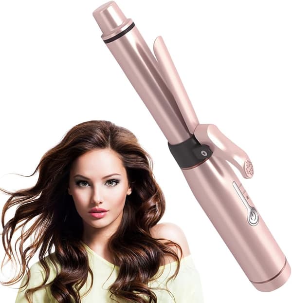 Curling Iron 19 mm USB Rechargeable Ceramic Curling Wand with 2 Adjustable Temperatures and Fast Heating Cordless Portable Travel Curling Iron