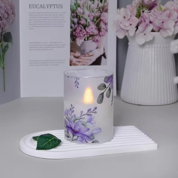 Rökfria LED-blomljus med fjärrkontroll och timer för bröllop och heminredning Purple