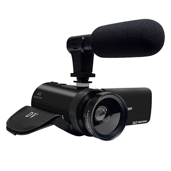 Kamera med mikrofon Videosky FHD 1080p 16MP Vloggning Youtube-kamera 16x digital zoom