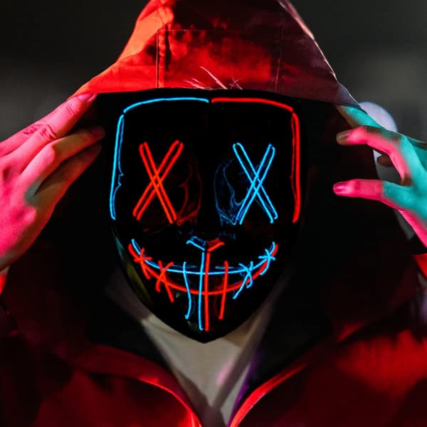 Mask LED Light Mask Horror Mask for Holiday Cosplay Costume Masquerade, Carnival