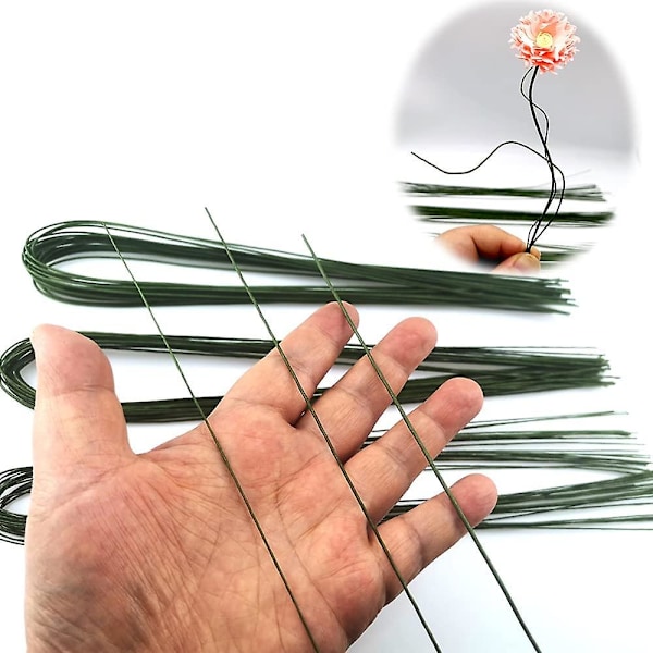 Grøn papirindpakket blomsterstilke 21,6\" Håndværkstråd 18-24 Gauge til blomsterarrangementer[ZHE]