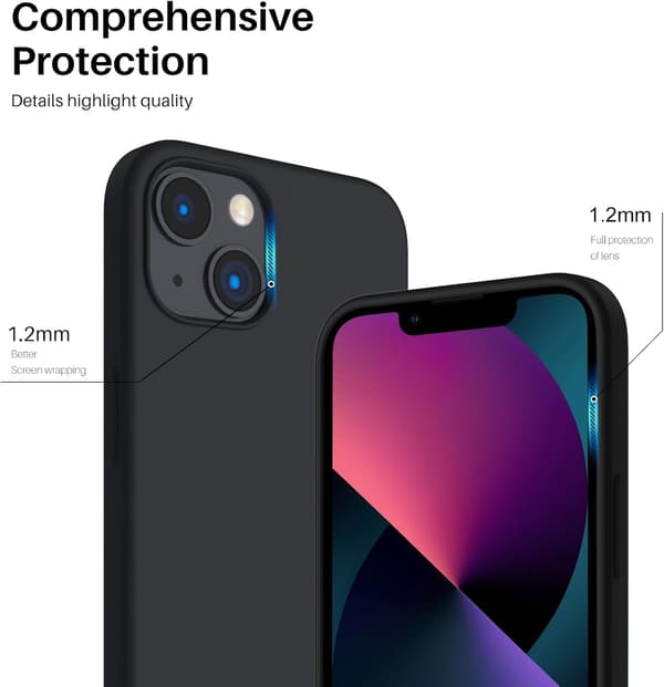 Flytande silikonfodral för iPhone 13 6.1\" - Ultratunt helkroppsstötskydd [ZHE] Black