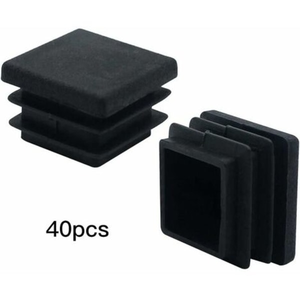 40 stk firkantede plastpropper 20 mm x 20 mm sorte firkantede rørpropper firkantede rørindsatser plastendestykker til møbelben skabsreoler stolben