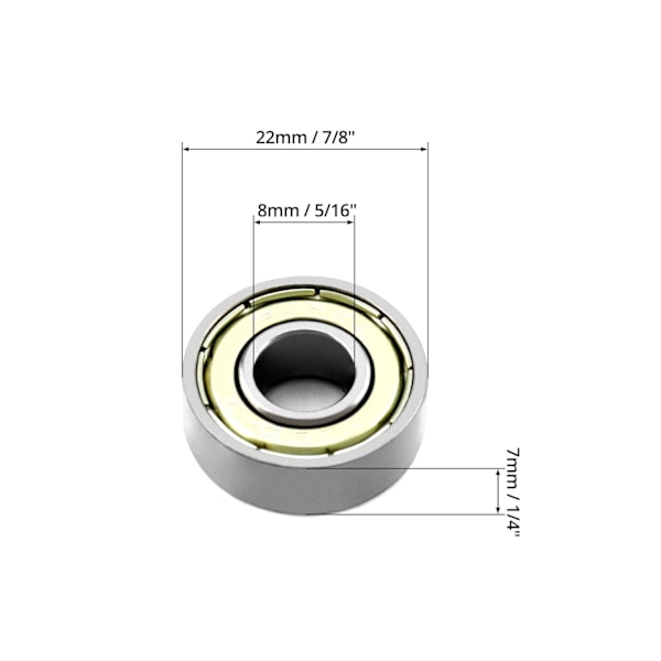 20-pakning 608zz kulelager, longboard rulleskøytelager, for skateboards, sparkesykler, inline-skates, 8 mm x 22 mm x 7 mm