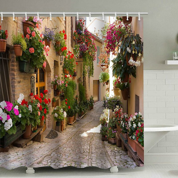 200 x 230 cm Dusjforheng Blomstret Gate Dusjforheng Trykk