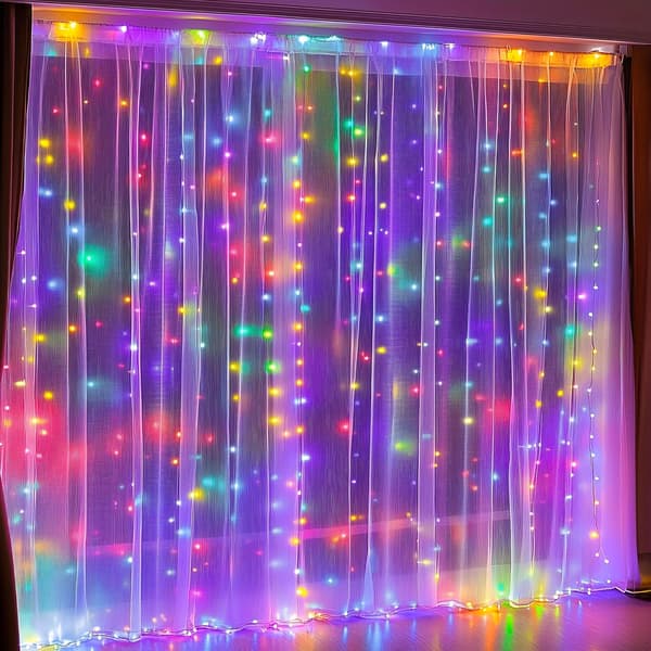 100 LED fe-gardinlys flerfarvede USB-lyskæder indendørs 100 LEDs Multi-Color