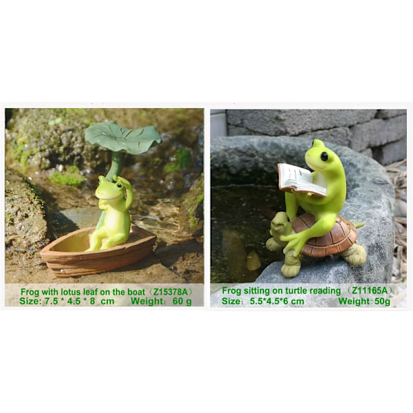 Samling Dyr Frosk Fe Statue Hage Miniatyr Landskap Hjem Dekor Acc...