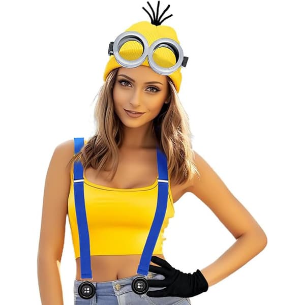 4 stk Minions Halloween Kostumetilbehør til Voksne Sort Black