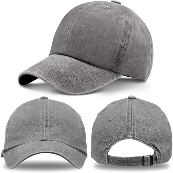 4 Vasket Bomuld Baseball Caps Justerbar Twill Unisex Hatte[ZHE]