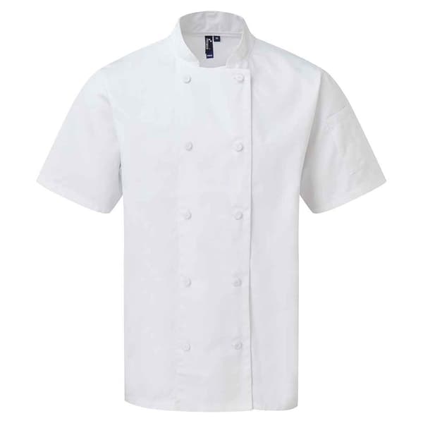 Premier Unisex Vuxen Coolchecker Kortärmad Kockjacka M Vit White M