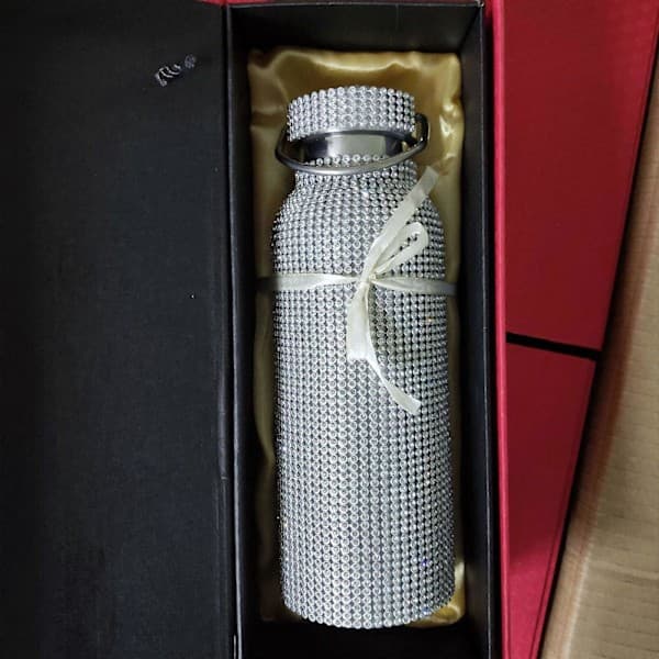 Diamant Vannflaske Bling Rhinestone Termos i rustfritt stål, 100% Ny lilla