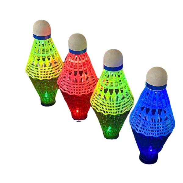 Badmintonpallo, 4 LED-badmintonhöyhenpalloa, nylon