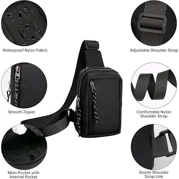 Mini Sling Taske - Mænd Kvinder Lille Vandtæt Crossbody Casual Telefon Brysttaske til Vandring