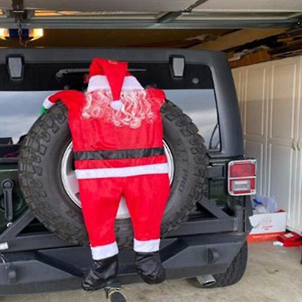 Jul hængende julemandskostume udendørs klatring til dekoration Xmas tagrende Yard Dcor