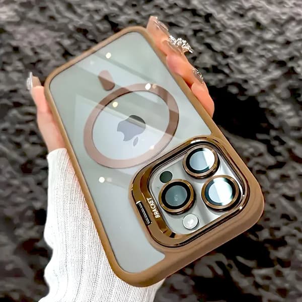 Blå Gennemsigtig iPhone Case til MagSafe Opladningsstand & Kamerabeskyttelse[ZHE] For iPhone16 Pro Max Peak Blue