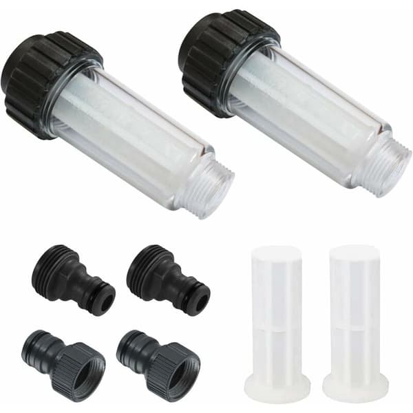 Vannfilter for vanning – 2-delt sett, 3/4 tommer – Forfilter med 4 filterpatroner og 2 hurtigkoblinger – Beskyttelse for høytrykksspyler