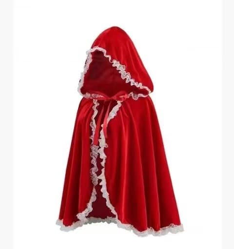 Röd & Vit Sammetkantad Rödluvan-kappa för Cosplay[ZHE] Red+white edge 80CM