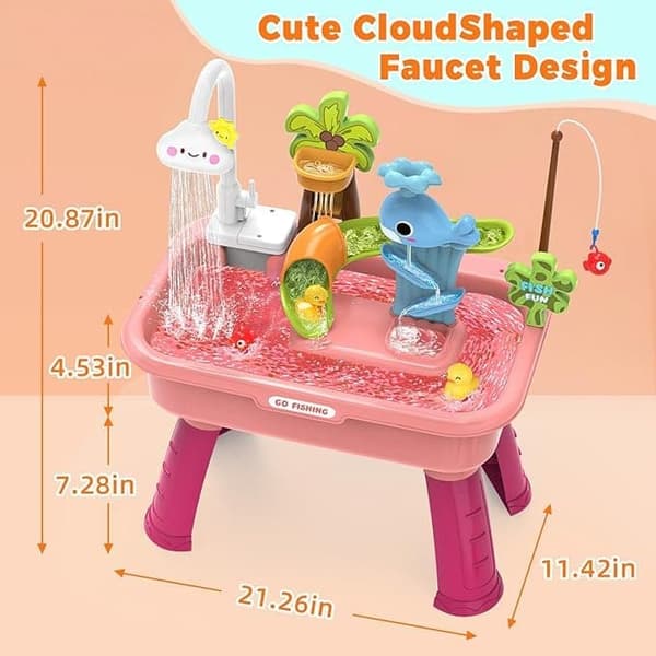 (SC)Vattenbord för barn med elektrisk vattenpump - Fiskespel & Sensorisk leksak Blue