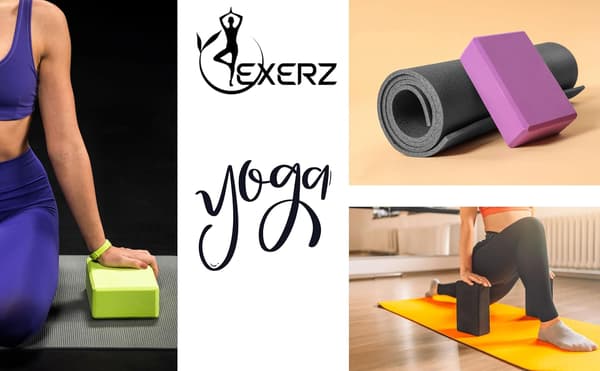 Halkfria yogablock för Pilates och träning - 2-pack Pink
