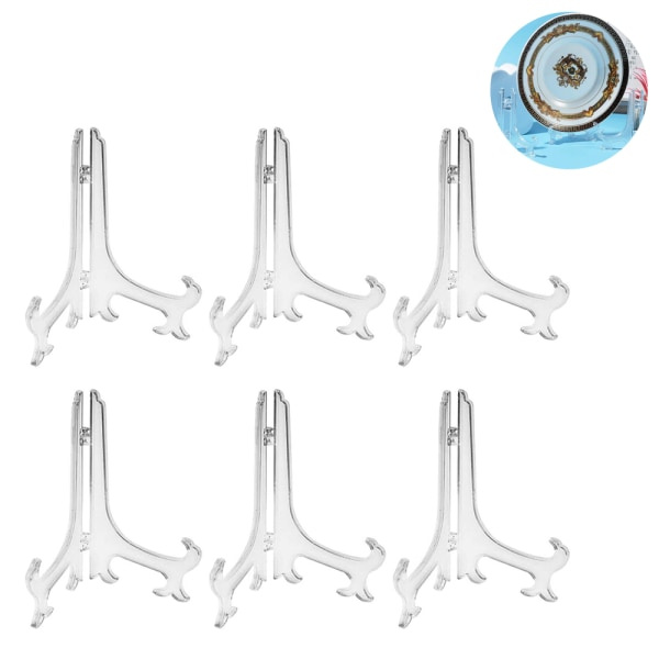 IC Pakke med 6 Plastiktallerkenstativer, Holdere, Foldbare Tallerkener