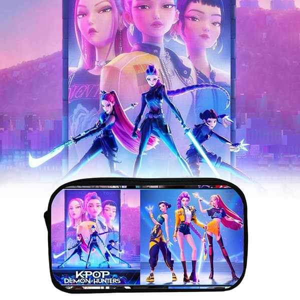 Kpop Demon Hunters Pencil Case for Students Cartoon Pen Box Stati