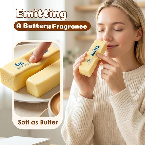 Smør Squishy Langsomt Stigende - Blødt og Strækbart Stresslegetøj, Sensorisk Dekompressionslegetøj til Angstdæmpning & Afslapning 2 Pcs brown yellow