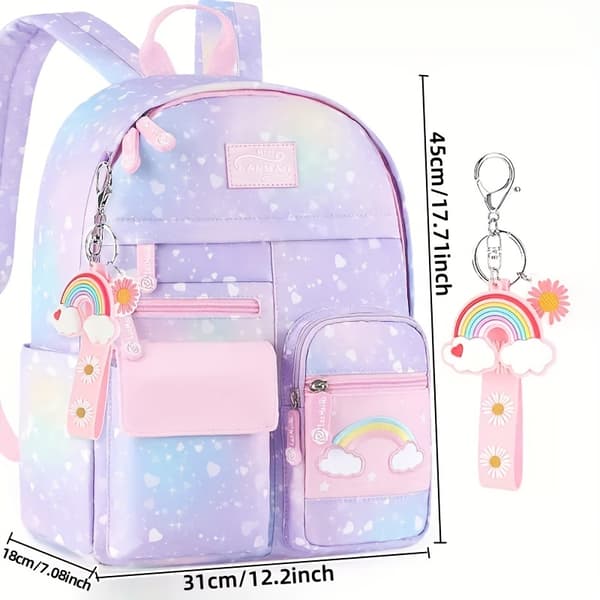 Nylonryggsäck med justerbar rem för tonåringar Large Pink