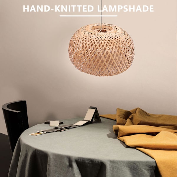 Bambu rotting lampskärm, handvävd, dubbelskiktad bambu kupol lampskärm, asiatisk rustik japansk stil