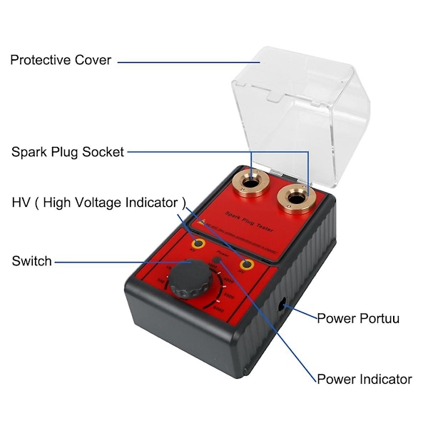 0-6000RPM 12V Tennpluggtester Diagnostisk Verktøy Analysator Tenningssystem Test Motorsykkel Lastebil Bensin Kjøretøy EU Plugg-Perfekt[ch]