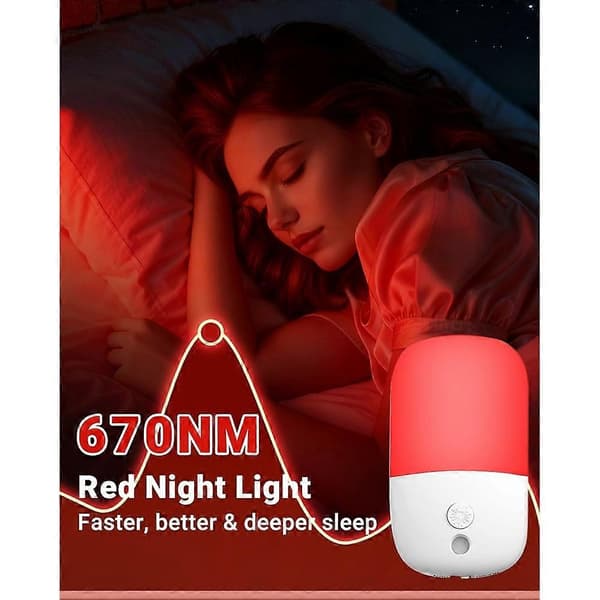 2-pack 670nm Red Night Light with Dusk Sensor, LED Night Lamp for Wall Socket, Adjustable Brightness, 3 Modes, EU Plug for Sleep [ZHE]