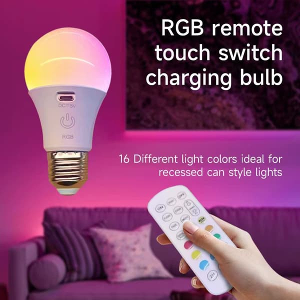 2-pack Rechargeable LED Lamp with Remote Control – E27, USB, 3 Colors, Dimmable, Touch Control, Outdoor and Emergency Light 2-Pack