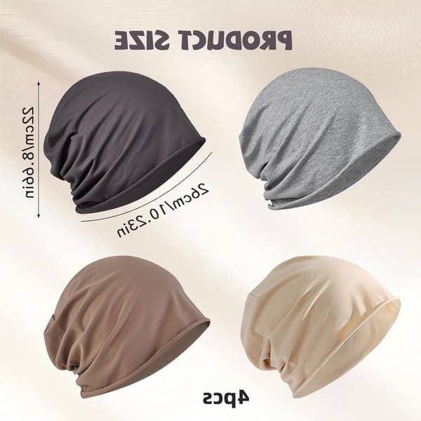 Slouchy lue 4 stk tynn bomulls sovehette for cellegift, pustende elastisk unisex daglig sport