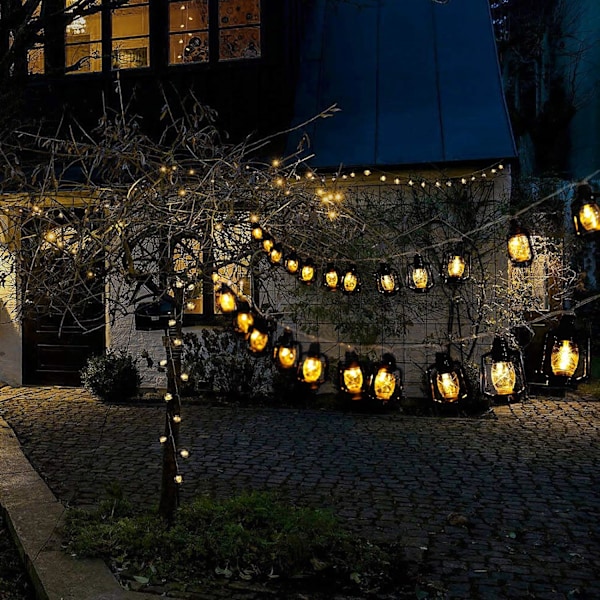 20 LED Røde Lanterne Lysstreng Mini for Innendørs Utendørs Terrasse Hage Feriefest Juletre Nyttårsdekorasjon Black 20 Lamp