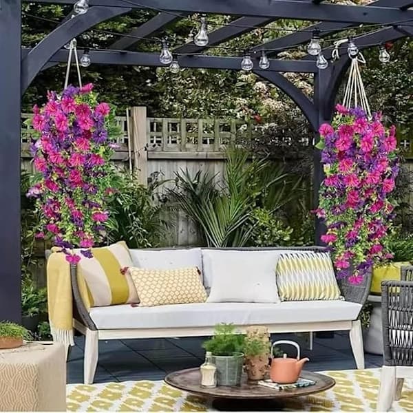 Artificial Hanging Flowers 2-pack, UV-Resistant Morning Glory Vines 75 cm Yellow yellow