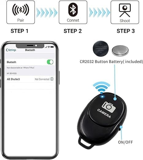 Mobile Phone Clip for Action Camera - POV Mount with Remote Control, Compatible with GoPro, Samsung, iPhone - Camera Remote Shutter